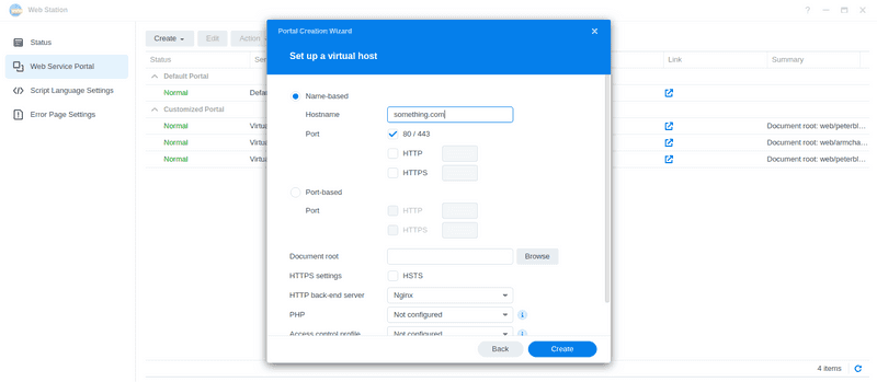 Virtual host setup